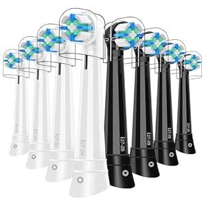 8 Pack IO Replacement Heads Compatible with Oral B iO 2 3 4 5 6 7 8 9 10 Deep Clean Series Electric Toothbrush, Toothbrush Heads Compatible with Oral B iO for Cleans Your Teeth (Black/White)