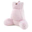 Amélie Home Faux Fur Reading Pillow with Pocket for Sitting in Bed, Adult Backrest Bed Pillow with Washable Cover for Lounging, Watching TV/Gaming/Resting/Post/Surgery/Nursing, Light Pink 25 inches (L)