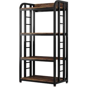 4 Tier Microwave Stand, Large Bakers Racks for Kitchens, Height Adjustablebakers Shelf, Coffee Bar for Living Room Rustic Brown