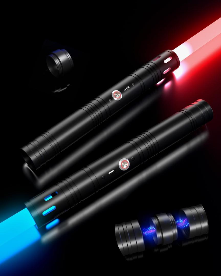 Dueling Lightsaber Toy Real Lightsaber 20 Colors 4 Modes Sounds 2-in-1 Detachable Light Saber Type-C Rechargeable Light Saber for Kids and Adults
