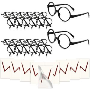 Wizard Glasses with Round Frame No Lenses Lightning Bolt Tattoos for Kids Adults Halloween Party Accessory Wizard Glasses with Round Frame No Lenses Lightning Bolt Tattoos for Kids Adults Halloween Party Accessory