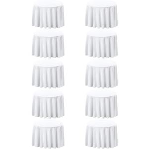 Surmente 10 Pack White Tablecloth for Round Tables, 132-inch Round Table Cloths for Weddings, Banquets, or Restaurants (132 Round, 10 Pack)
