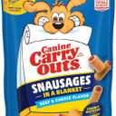 Canine Carry Outs Dog Treats, Snausages in a Blanket, Beef & Cheese Flavor, 22.5 Ounce (Pack of 4), Chewy Outside, Savory Inside, Best By: 09/16/2026