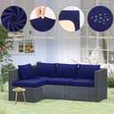 U'Artlines 8Pcs Stretch Patio Cushion Covers Replacement, Waterproof Elastic Outdoor Cushion Covers Washable Sofa Cushion Covers Slipcovers for Outdoor Furniture Backyard (Blue, Cover Only)