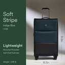 ANTLER - Soft Stripe Large Luggage - 31" Softside Suitcase, Durable, Lightweight & Expandable, 4 Spinner Wheels - Adjustable Handle, TSA Lock, Indigo Blue