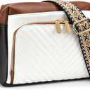 GAEKEAO Quilted Crossbody Bags for Women Vegan Leather Purses with Wide Strap,Women's Mudium Travel Purse Built in Wallet