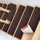 MBIGM 8 X 30inches, 15 in Pack, Non-Slip Carpet Stair Treads Non-Skid Safety Rug Slip Resistant Indoor Runner for Kids Elders and Pets with Reusable Adhesive, Brown Weave