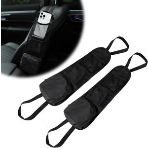 2PCS Car Seat Side Organizer, Front Seat Storage Hanging Bag Mesh Pocket Stuff Holder, Multi-Pocket Vehicle Storage Net Organizer for Drink Glasses Phone Wallet, Car Accessories