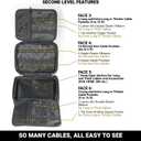 Cable Organizer Bag - Travel Cord Organizer Bag with Unique Flat Open Design - Foldable Electronic Organizer Travel Case for Cords, Chargers, Adapters (Black)