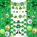 St Patrick's Day Decorations Kit,St Patricks Day Decorations Foil Fringe Curtains,Shamrock Lucky Banner,Clover Hanging Swirls,Door Hanging Ornament,Shamrock Garlands,Balloons for Home Party Supplies
