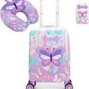 Kid's Luggage Set 2 Piece Suitcase Set 16" Hardside Luggage with Spinner Wheels Girls Carry on Toddler Travel Rolling Suitcase with Neck Pillow Airline Approved