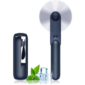 Handheld Mini Fan with USB Rechargeable 1000mAh Battery, Portable Hand Held Lash Fan for Makeup with 13 Woking Hours, Small Foldable Pocket Fans for Travel, Gifts for Women - Dark Blue