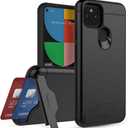 Teelevo Wallet Case for Google Pixel 5a 5G, Dual Layer Case with Card Slot Holder and Kickstand for Google Pixel 5a 5G - Black