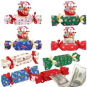 ZHLKHIOP Set of 8 Christmas Money Pull Box, Holiday Money Holders for Cash Gifts, Cardstock Money Pull Box for Cash Gift Pull, Christmas Surprise Money Pull Pouch