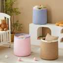 65L Pink Woven Rope Laundry Hamper Basket for Clohtes Boho Tall Rope Baskets for Blanket Large Baby Nursery Hamper for Girls Kids 16"Wide 19"Tall