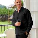 Alimens & Gentle Mens Dress Shirts Casual Long Sleeve Wrinkle Free Stretch Club Prom Party Button Down Shirt with Pocket (Black)
