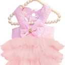 Dog Dresses, Fashion Pet Dog Clothes, Striped Mesh Puppy Dogs Princess Dresses (Pink, Medium)