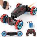 Gesture Sensing RC Stunt Car Hand Controlled, LED Lights, Music, 4WD, Double-Sided 360 Flips, Off-Road Twist Vehicle. Best Birthday Gift for Kids Ages 6-13, Boys' Toys.