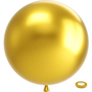 Bezente Metallic Gold Giant Balloons 36 Inch - 8 Pack Jumbo Chrome Gold Balloons Large Round Gold Latex Balloons for Photo Shoot Wedding Baby Shower Graduation Birthday Christmas Party Decorations