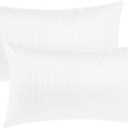 BRAWARM Faux Leather Pillow Covers 12 X 20 Inches, White Leather Pillow Covers Pack of 2, Crocodile Leather Decorative Lumbar Throw Pillows for Living Room Couch Bed Sofa Home