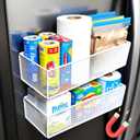 Magnetic Basket Organizer Holder for FridgeMagnetic Shelf for Washing Machine Magnetic Mesh Basket, White Rectangular Steel Shelf Organizer, 10.43 x 4.92 x 3.15 Inches (White, 2 pack)