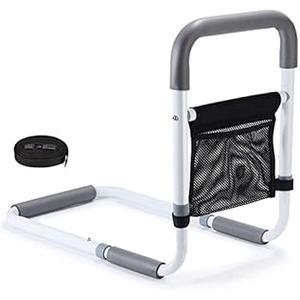 WeHwupe Bed Rails for Elderly Adults Safety Height Adjustable Bed Assist Rail for Seniors Bedside Fall Prevent Grab Bar with Storage Pocket Fits King Queen Full Twin Bed