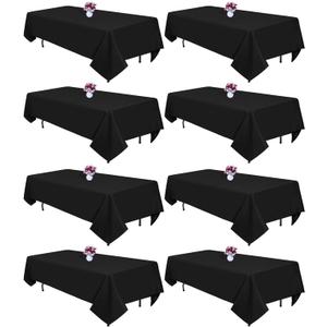 8 Packs Black Tablecloths 60x126 Inch Rectangular Table Cloths for 8 Foot Rectangle Tables, Wrinkle Resistant Washable Polyester Fabric Tablecloth for Dining Wedding Buffet Party Banquet