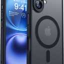 CANSHN Magnetic for iPhone 16 Case, Upgraded [Full Camera Protection] [Compatible with Magsafe] [Translucent Matte] Shockproof Protective Phone Case for iPhone 16 - Black