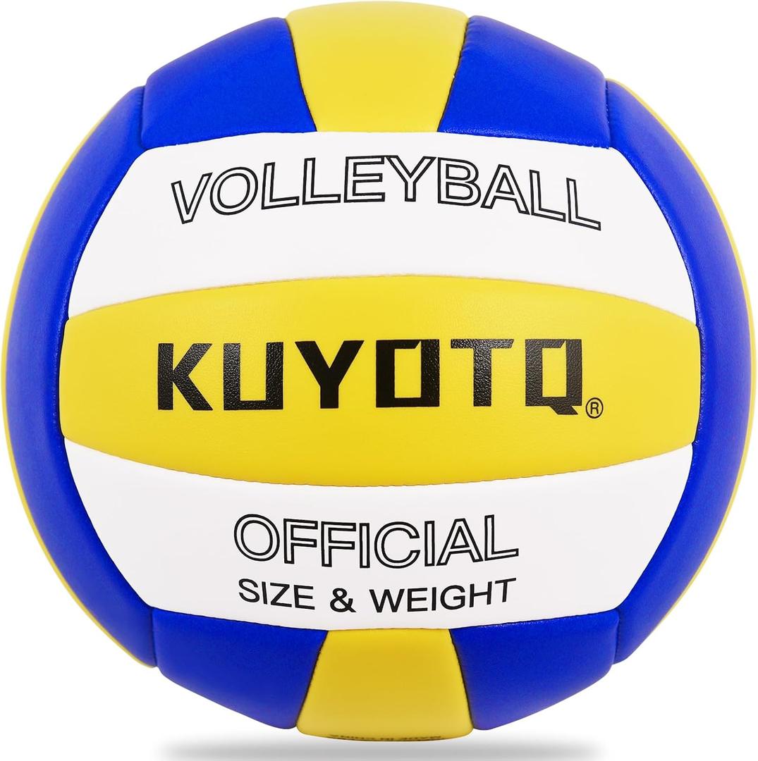 KUYOTQ Thickened Surface Soft Leather Volleyball Official Size 5 for in and Outdoor Beach Pool Waterproof Game Play Volleyballs for Youth Womens Mens for Game Gym Training Professional Volley Ball