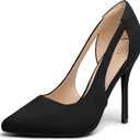 mysoft Women's Stiletto Heels Pumps Closed Toe 4IN Cut Out High Heels Pointed Toe Dress Shoes (6)