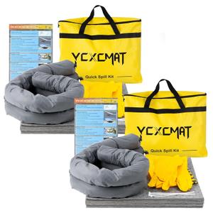 Universal Spill Kit for Chemical, Water & Garage Oil Cleanup 2 Pack | High Absorbency Pads, Socks & Gloves Included, Emergency Gear for Quick Fluid Clean Up, for Workshop, Industrial & Vehicle