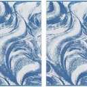 COTTON CRAFT Oversized XL Beach Towel - 2 Pack 39 x 68 inches Summer Wave Big & Huge Beach Blanket Towel - 100% Cotton Jacquard Velour - 450 GSM Super Soft Luxury - Pool Picnic Bath - Surf Blue
