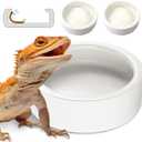 Reptile Food Dish Bowl, Worm Water Dish Small (2.75in) Lizard Gecko Ceramic Pet Bowl, Mealworms Bowls for Leopard Bearded Dragon Chameleon Hermit Crab Dubia Cricket Anti-Escape Superworm Feeder 2 Pack (White)