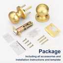 Gold Door Knobs Interior, Satin Brass Door Knobs for Bedroom and Bathroom, Privacy Door Knob with No Lock, Modern Round Ball Door Handle, Heavy Duty Stainless Steel, Keyless Locking, 1 Pack