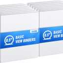 Basic 3 Ring Binder -1 or 1/2'' Binders with Roung Ring Binder, Large 100/200 Sheet Capacity, Fit 8.5" x 11" US Letter Size Paper, 12 Pack White (0.5'' White - 12 Packs)