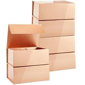 Stockroom Plus Magnetic Gift Boxes with Lids for Birthday, Wedding, Groomsman and Bridesmaid Proposal Box (9.5 x 7 x 4 Inches) (Gloss Black) - 6 Pack