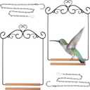 Hotop 2 Pcs Hummingbird Swings and Perches Metal Frame Bird Swing with 2 Replacement Wooden Dowel and 2 Hanging Chain for Outdoor Bird Feeders, Planters, Lanterns Ornaments(Black)