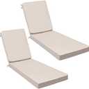AAAAAcessories Outdoor Chaise Lounge Cushions, Fade-Resistant, Waterproof Patio Furniture Replacement Cushions, 72" x 21" x 3", Set of 2, Sandstone Beige