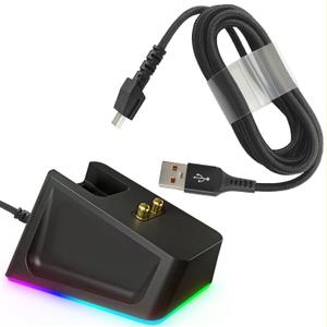 Charging Dock with 4.9Ft USB Charging Cable Fits for Razer Naga Pro/DeathAdder/Basilisk/Viper Ultimate Gaming Mouse,Magnetic Dock with Charge Status Indicator and Anti-Slip Sticker (Black)