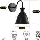 1-Light Vintage Black Wall Sconces, Hardwired Indoor Wall Lights with Metal Shade, Gooseneck Wall Lamps for Bedroom, Living Room