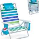 Beach Chair, Beach Chairs for Adults,Outdoor Folding Beach Chairs for Adults, Supports up to 350lbs with 5 Positions, Towel bar, Cooler Pouch, Storage Pouch.