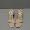 Athlefit Women's Strappy High Heels Square Open Toe Heeled Sandals Ankle Strap Dressy Wedding Party Shoes (9, Nude)