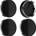 2.9Inch 75MM Wheel Center Caps, Pack of 4 (Gloss Black, Outer 75MM, Inner 73MM, Easy DIY Installation)