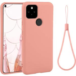 ABITKU Compatible with Google Pixel 4A 5G Case,Slim Silicone Gel Rubber Case Cover (with Microfiber Lining) Full Body Shockproof Design for Google Pixel 4A 5G 6.2 INCH (Pink)