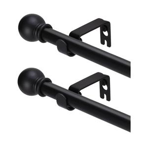 2 Pack Black Curtain Rods for windows 32 to 48 inch, 5/8 inch Splicing Heavy Duty Metal Curtain Rod Set with Brackets