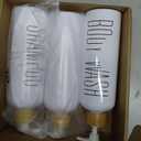 HOMCDALY Shampoo and Conditioner Dispenser, 16oz 3-Pack Refillable Shampoo and Conditioner Bottles, Empty Shampoo Bottles Refillable with Bamboo Pump, Bathroom Shower Shampoo Dispenser Set