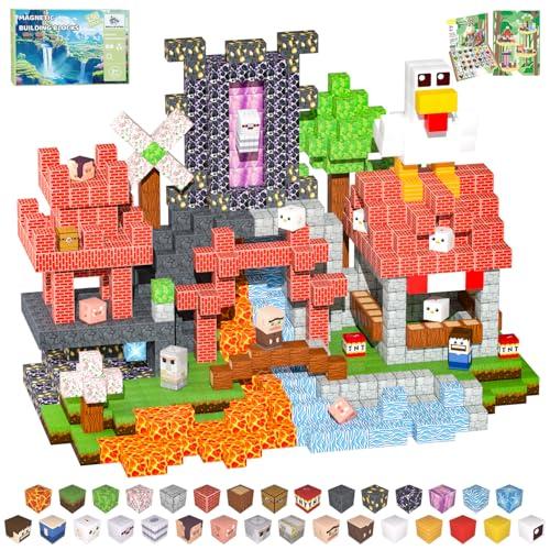 SSAWER Magnetic Blocks, 150PCS Magnetic Building Blocks Light Up, Stacking Magnets for Kids, Sensory Toy for STEM Constructions Magnet Blocks for Boys Girls Age 3+, Christmas Birthday Gifts