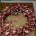 J'FLORU Valentines Day Wreaths for Front Door 20 Inch Valentines Day Wreath Valentines Wreath with Cute Hearts and Berries Valentines Day Gifts Anniversary Wedding Decorations (Red/Pink)