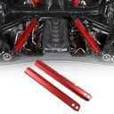 Engine Compartment Pull Bar Trim Strip Compatible with Chevrolet Corvette C8 2020-2025, Aluminum Engine Bay Strut Bar Trim Cover Accessories, 2PCS (Red)