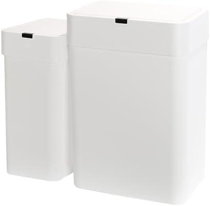 ELPHECO Bathroom Trash Can with Lid, 2 Pack Automatic Garbage Can, 2.5 Gallon + 4 Gallon Motion Sensor Smart Bathroom Decor, Slim Waterproof Trash Bins for Bedroom, Office, Living Room, White